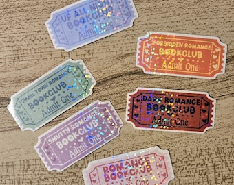 Romance Book Club Ticket Stickers! | reading ticket stickers!
