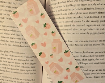 Strawberry Bookmark. | cute strawberry & milk bookmark!
