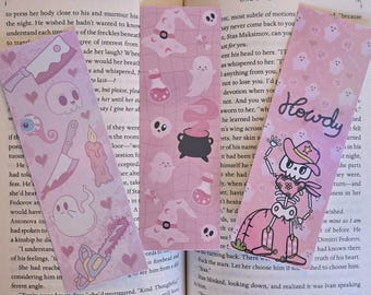 Holographic Pastel Halloween Bookmarks! | cute pastel slasher, ghosts, skeletons, potions and more!