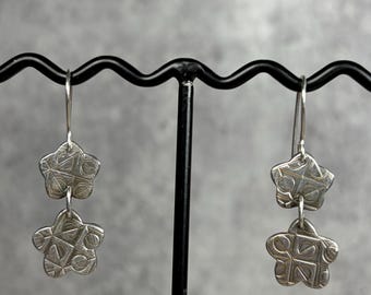 Double Flower Sterling Silver Earrings