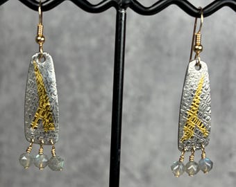 Sterling Silver and Keum-Boo Earrings with Labradorite