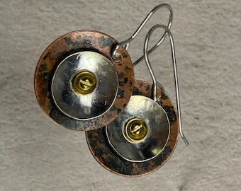 Mixed Metal Nuts and Bolts Earrings