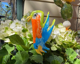 bright colorful Parrot Garden Stake  - yard art