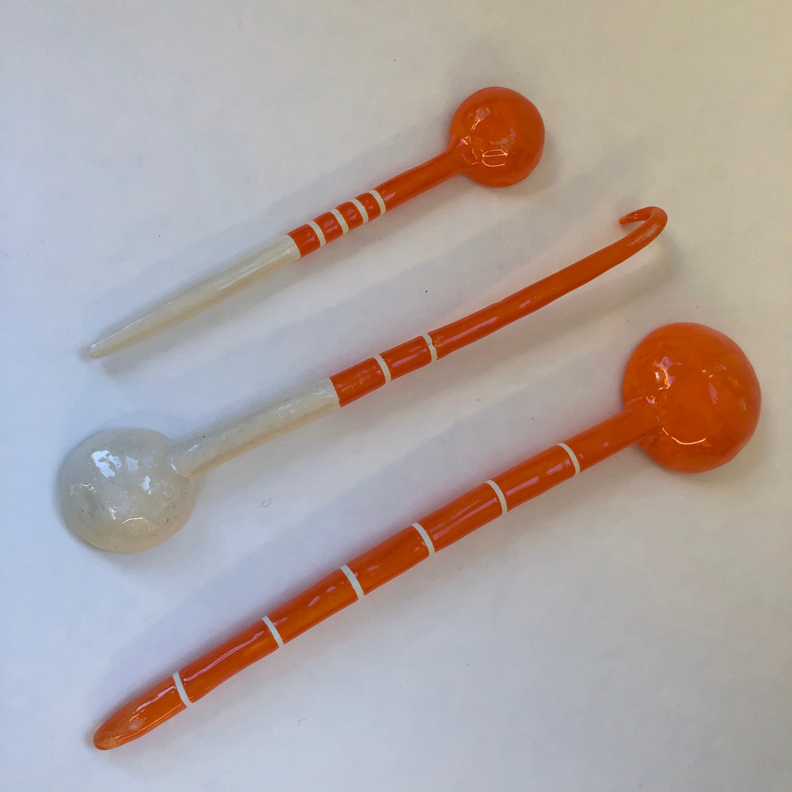Tangerine Orange & White Ceramic Serving Spoons Set of 3 Etsy Canada