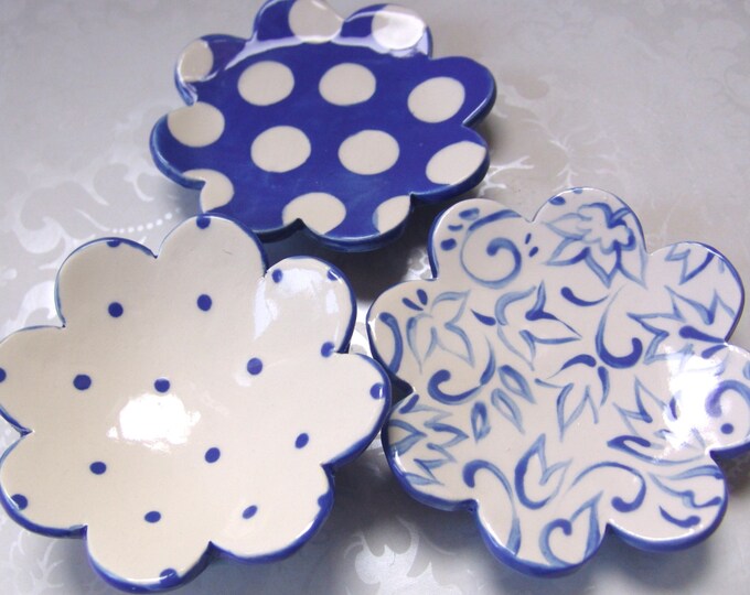 Blue Pottery Dishes Set of 3 / Delft Blue Etsy