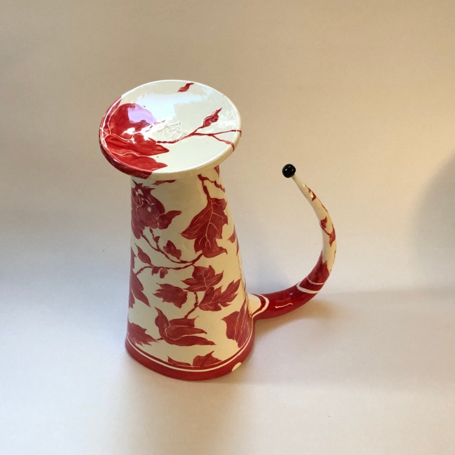 Red Floral Ceramic Pitcher or Vase Holiday Decor Red & Etsy