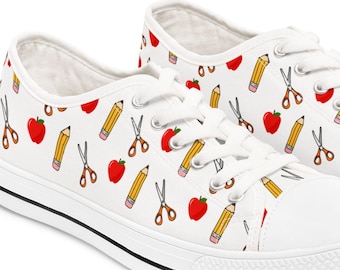 Creative Classroom Sneakers, Teacher Gifts, Art Supplies Design, Women&#39;s Casual Shoes, Perfect for Back to School and Teacher Appreciation