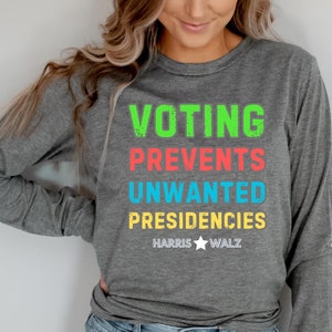 Harris Walz 2024 Election Shirt, Long Sleeve Tee, Kamala Harris, Tim Walz, Gift for Democrat, Madam President Vote Blue, Kamala Walz Shirt