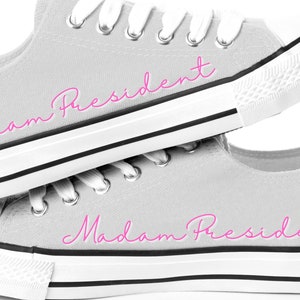 Kamala Harris 2024 Election Chucks, Women&#39;s Low Top Sneakers, Kamala Chucks, Madam President, Gift for Democrats, Harris Walz, Kamala Shoes