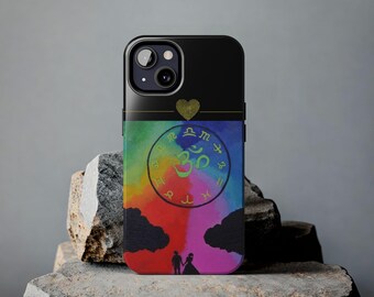 Tough Phone Cases - Zodiac Astrology Spiritual Galaxy Mandala Couple Art, Boho Mystic Universe Lover Gift, Yoga Cosmic Energy Cover