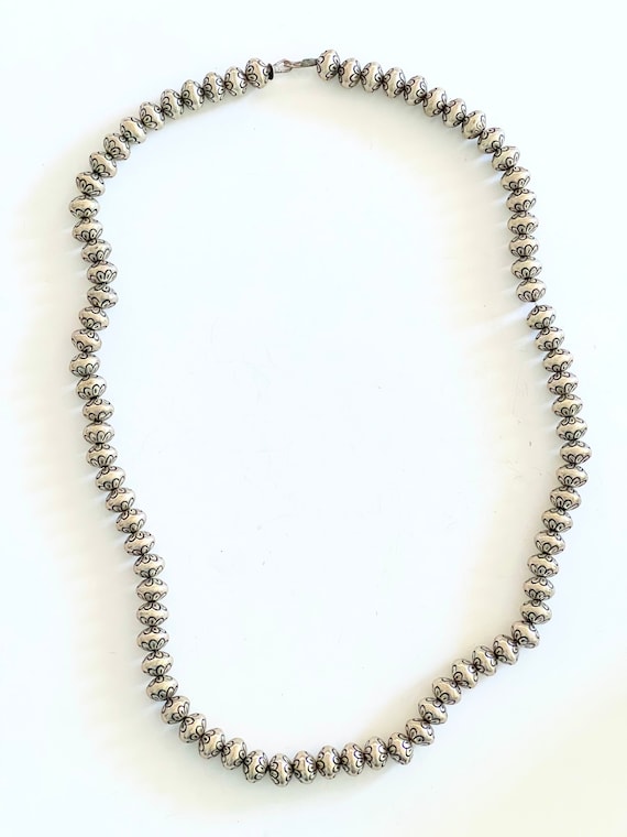 Vintage Handmade Sterling Silver Beaded Necklace