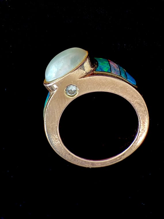 Diamond, Opal and Pearl Statement Ring - image 2