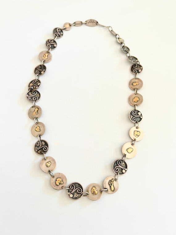 Silver and Gold Disc Necklace