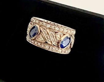 Vintage Polki Diamond and Sapphire Ring