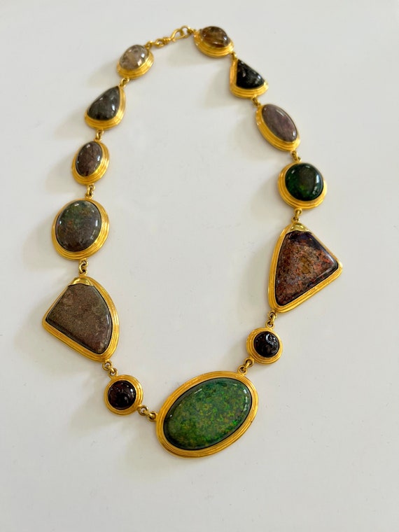 Gold and Gem Stone Necklace