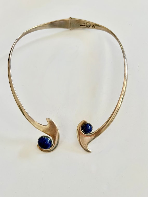Sterling Silver and Lapis Adjustable Collar