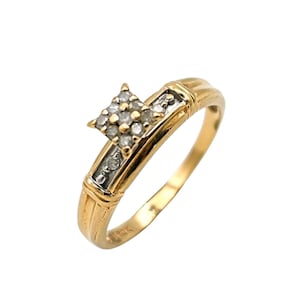 Vintage 10K Yellow Gold Pave Diamond Solitaire Ring - Caspian International - Multi Stone - Size 7 - 2.0 Grams #d979