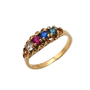 Vintage 10K Yellow Gold Multi-Stone Ring - Multicolor Spinel and Topaz - Mother&#39;s Ring - Size 6 3/4 - 2.1 Grams #d736