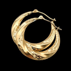 ヴィンテージ ジャクメル 14K イエロー ゴールド フープ ピアス 