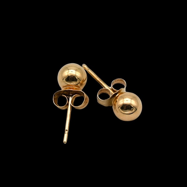 Vintage Jacmel 14K Yellow Gold Ball Stud Pierced Earrings - 5mm Balls - .05 Grams #d837