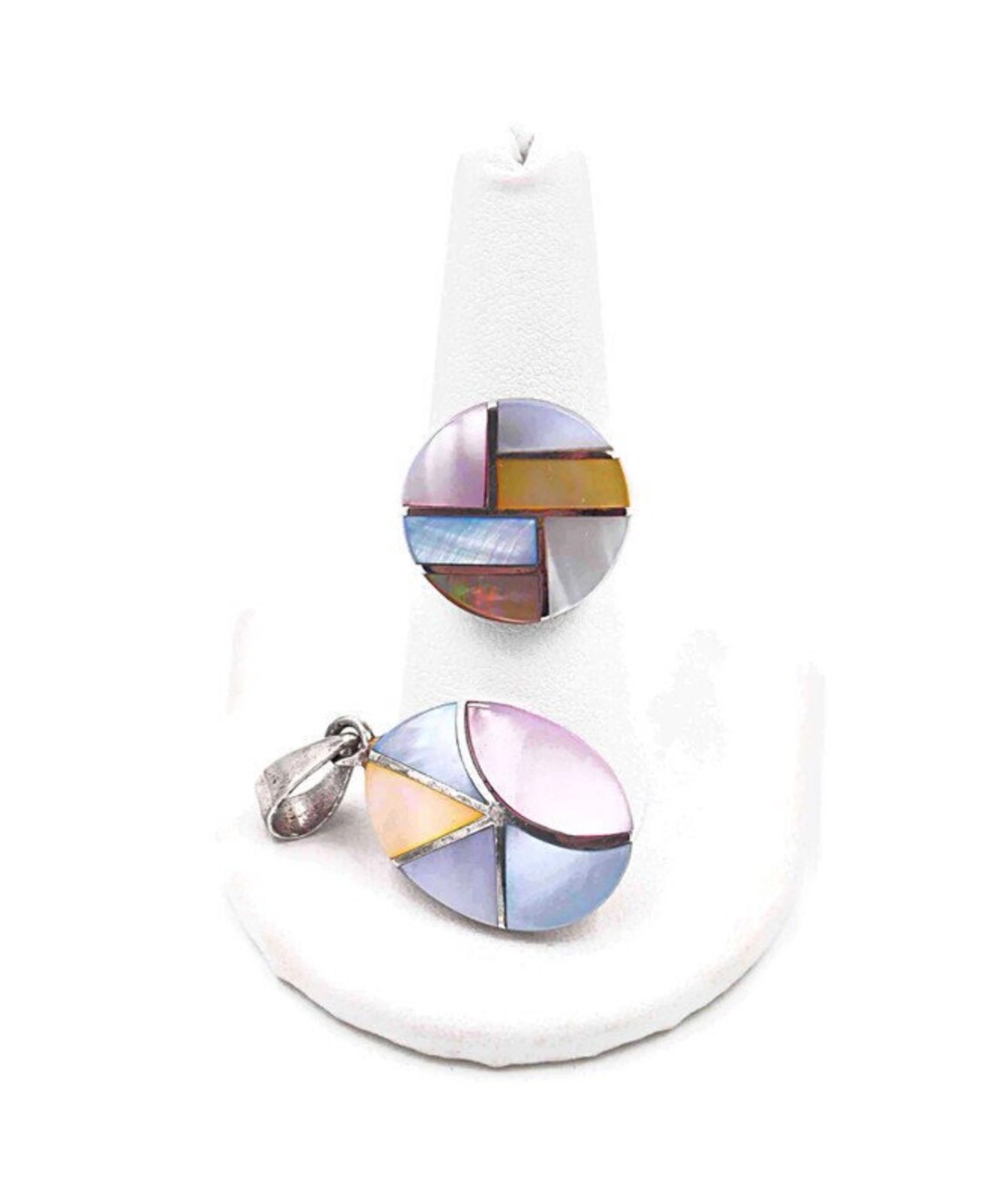 Vintage Sterling Silver and Inlaid Mother of Pearl MOP Jewelry Set ...