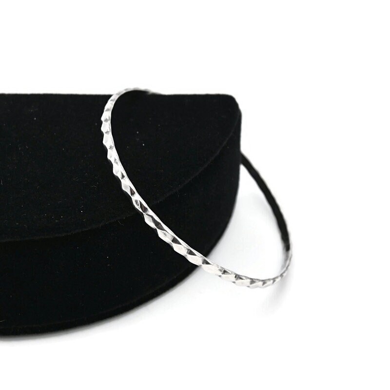 Vintage Taxco Mexico Sterling Silver Diamond Design Bangle Bracelet ...