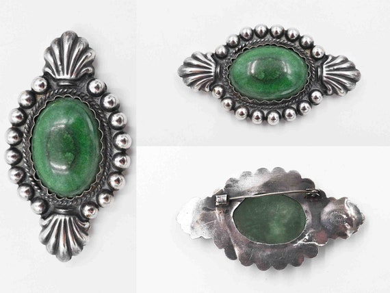 Vintage Mexico Large Sterling Silver & Malachite … - image 5