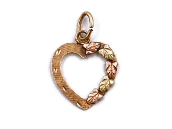 Vintage Black Hills Gold 10k Tri Color Open Heart And Leaves Etsy