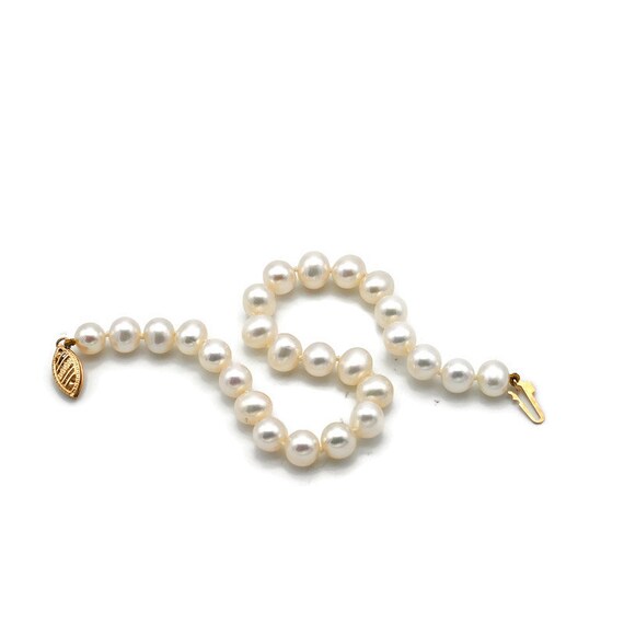 Vintage 14K Yellow Gold & Cultured White Pearl Br… - image 5