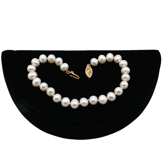 Vintage 14K Yellow Gold & Cultured White Pearl Br… - image 3