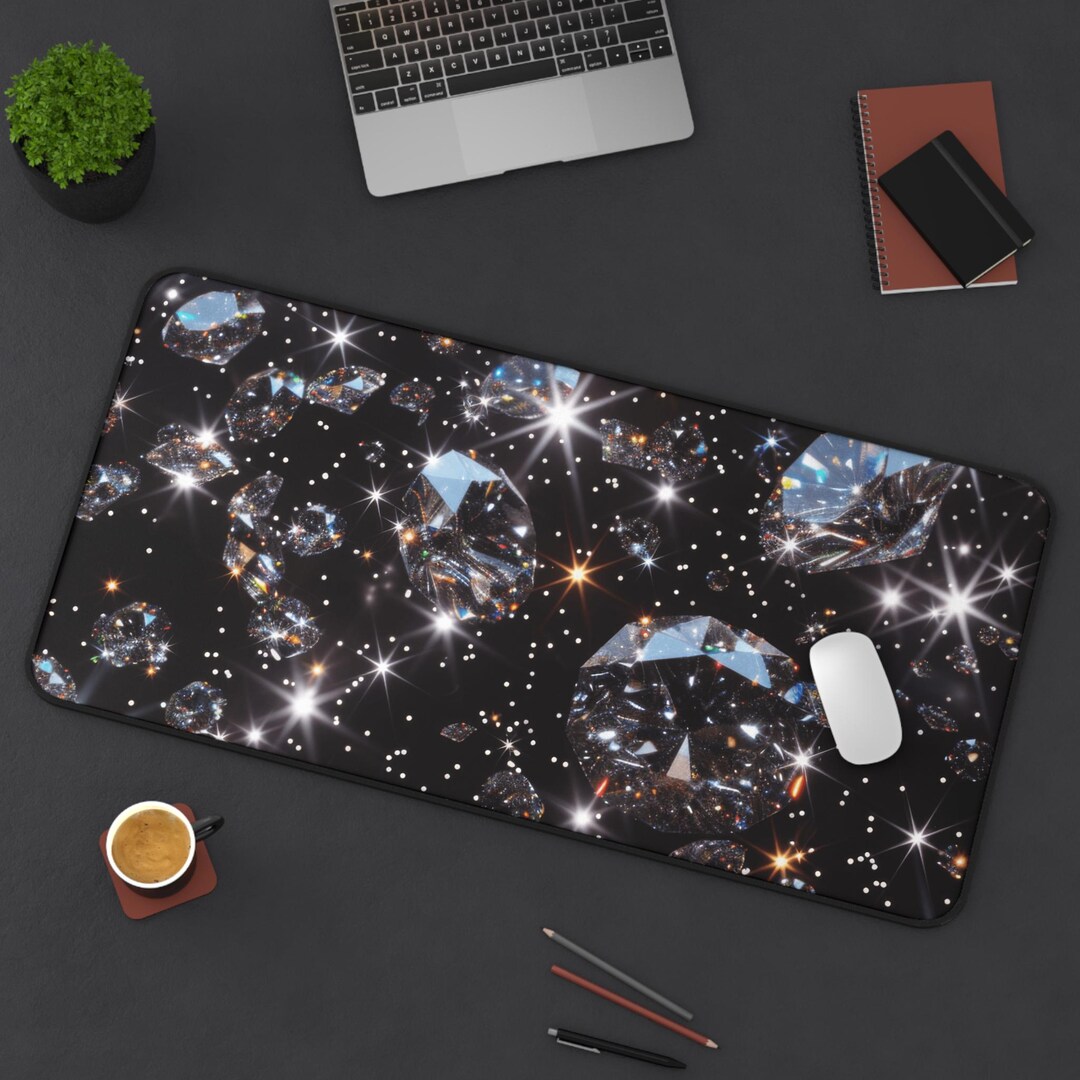 Black Glittering Diamond Desk Mat, Gamer XL Mousepad, Bling Glamour ...