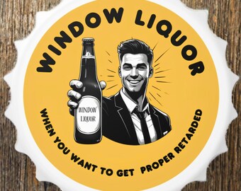 Window Liquor Magnetic Bottle Opener: Funny Novelty Bar Tool