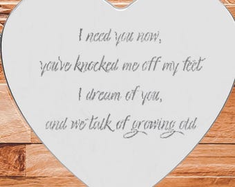 Oasis Slide Away Lyrics Engraved Heart Necklace