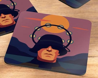 Liam Gallagher Coaster 4 Piece Set: Oasis Band Merch, Britpop Music Fan Gift