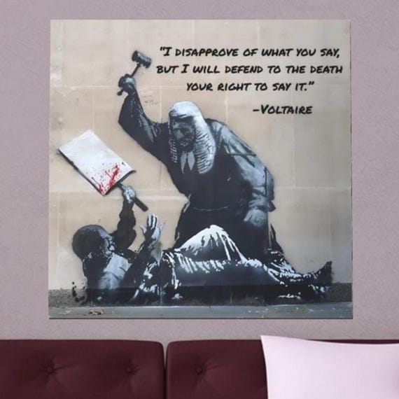 Banksy Justice Graffiti Art Print: Voltaire Quote, Street Art
