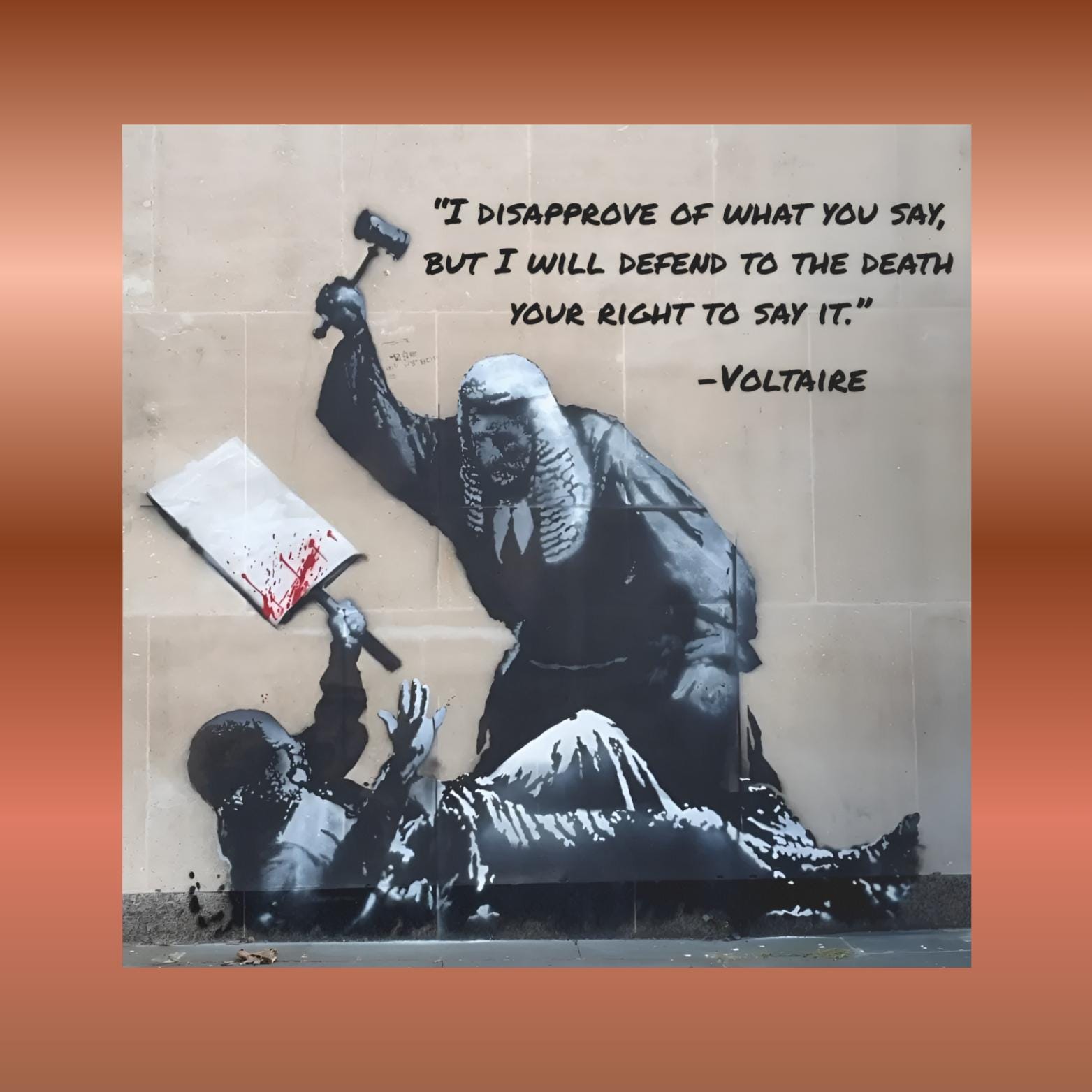 Banksy Justice Graffiti Art Print: Voltaire Quote, Street Art