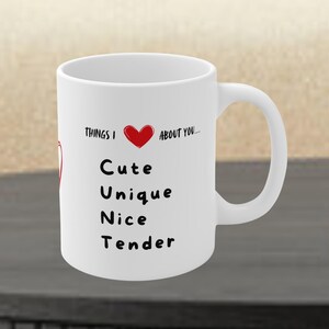 Cheeky Valentine&#39;s Day Mug - Naughty Acrostic Coffee Cup, Witty Gift for Partner, Hilarious Anniversary Present