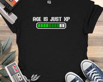 Age is Just XP Gamer Tee - Retro Video Game Shirt