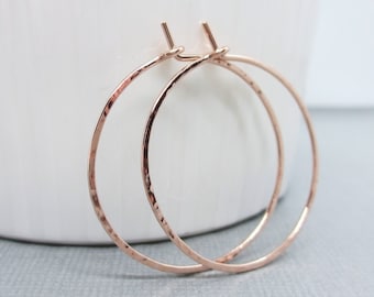 Rose Gold Hoop Earrings | 14K Rose Gold Fill | .75 to 1.25 inch | Classic Pink Gold Hoops | Simple Gold Fill Hoops | Thin Lightweight Hoops