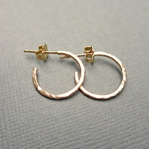 Tiny Gold Fill Post Hoop Earrings | Extra Small Gold Hoop Earrings | .5 inch Hammered Post Hoops | Classic Everyday Jewelry | Teeny hoops