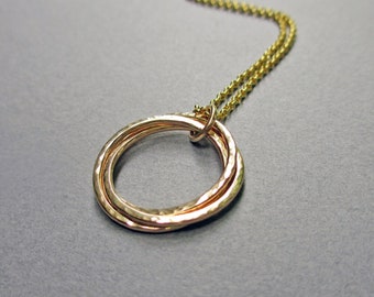 Gold Nested Circles Necklace | 3 Interlocking Ring Necklace | Entwined Circles | Gift for 30th birthday or Mother | Trinity | Eternity