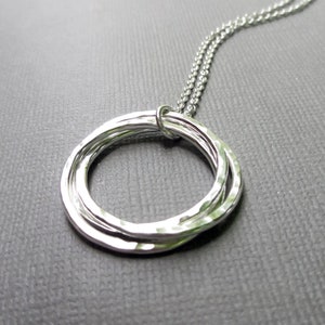 Sterling Silver 3 Circles Necklace | 3 Nested Interlocking Rings | Entwined Circles | Gift for 30th birthday or Mother | Trinity | Eternity