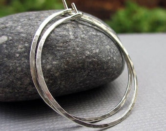 1 inch, Sterling Silver Hoop Earrings, Argentium Silver Hoop Earrings, Hammered Hoop, Small Medium Hoops, Classic Hoops, Endless Hoops