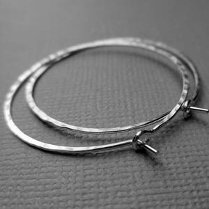 Sterling Silver Hoop Earrings | 1.25 inch | Sterling Silver Hoops | Hammered Hoops | Skinny Hoops | Argentium | Modern | Classic | Delicate