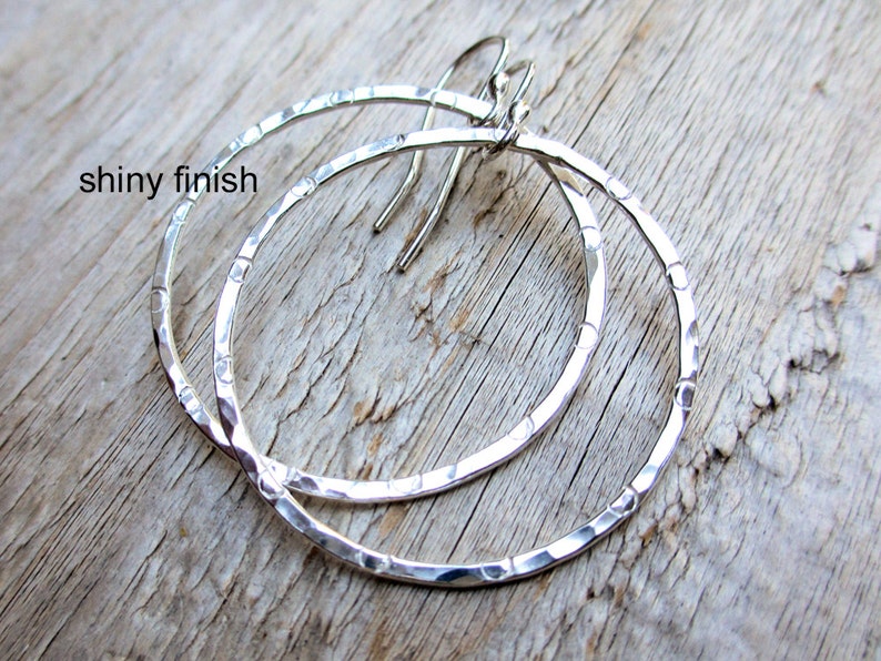 Sterling Silver Hammered Hoop Earrings Oxidized Silver Hoops Etsy
