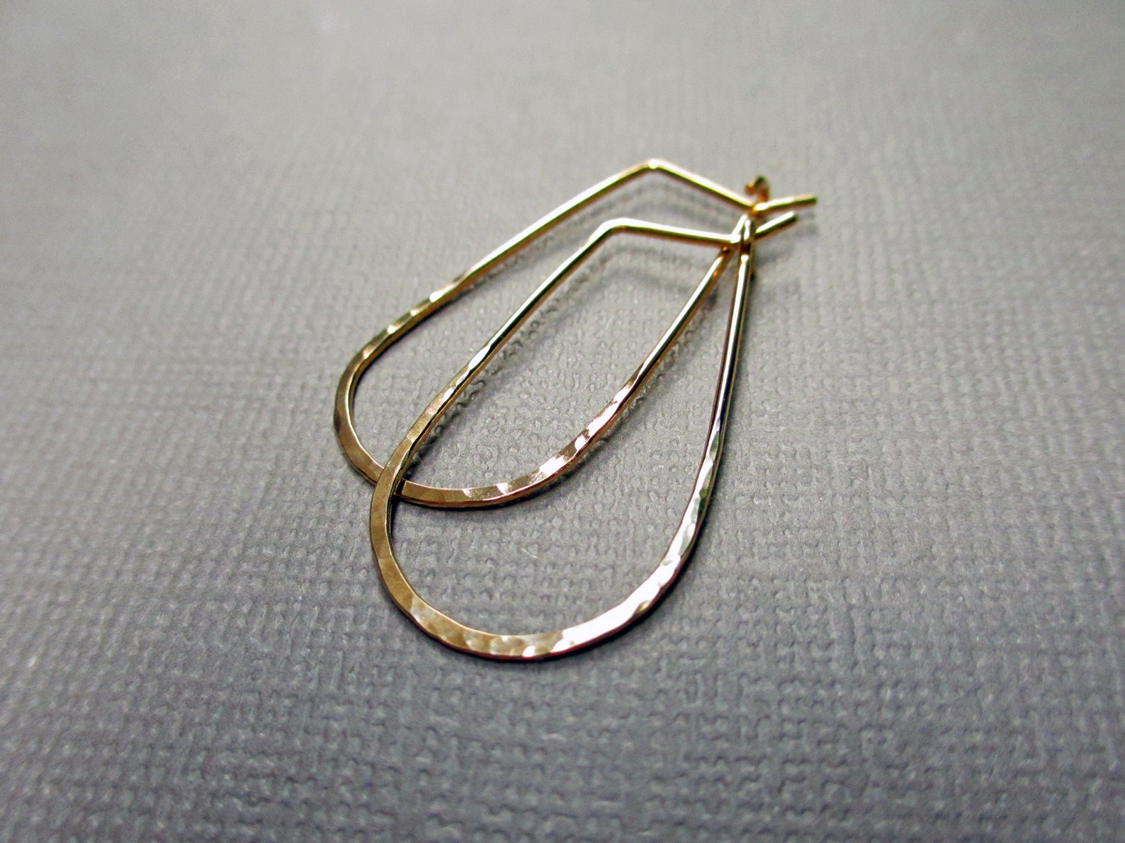 Gold Hoop Earrings Gold Oval Hoop Earrings Teardrop Hoops - Etsy