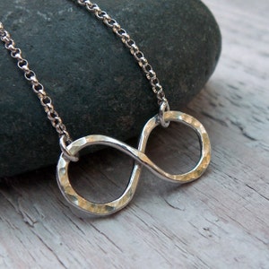Silver Infinity Necklace | Sterling Silver | Figure 8 Necklace | Hammered Infinity Necklace | Gift for Her | Love Symbol Necklace | Modern