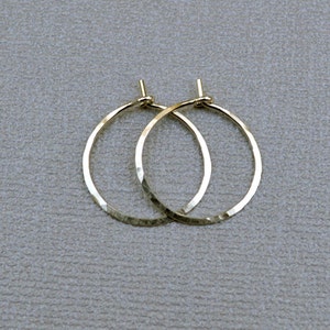 0.625 inch Sterling Silver Hoops, Silver Hoop Earrings, Small Hoops, Hammered Hoop Earrings, Argentium Sterling, Skinny Hoops, Delicate image 4