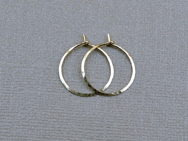 0.625 inch Sterling Silver Hoops, Silver Hoop Earrings, Small Hoops, Hammered Hoop Earrings, Argentium Sterling, Skinny Hoops, Delicate image 4