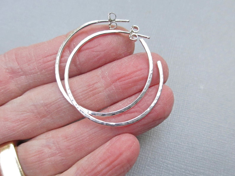 Sterling Silver Post Hoop Earrings Silver Hoop Earrings Etsy